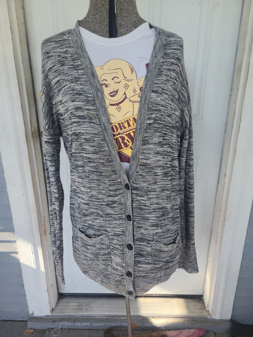 Mossimo Supply Co. Gray Marled Button-Front Cardigan